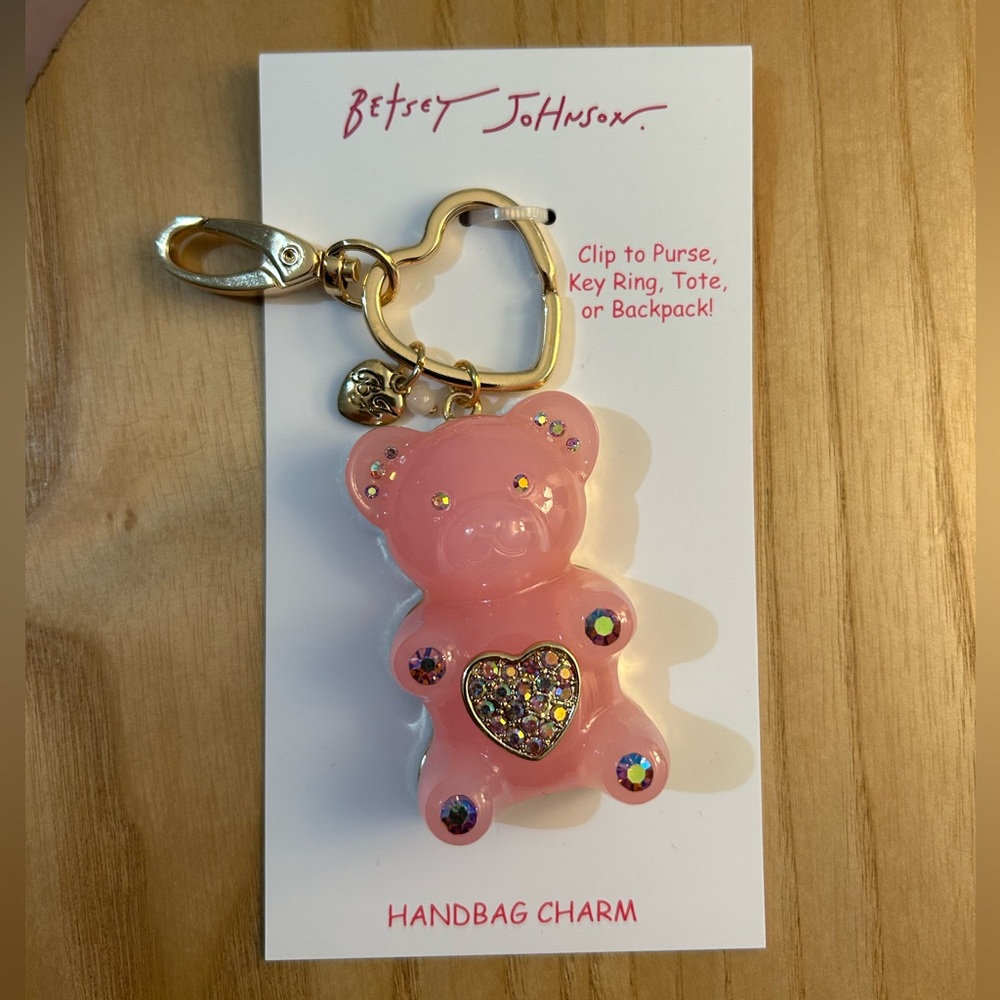 Betsey Johnson Pink Gummy Bear Keychain
